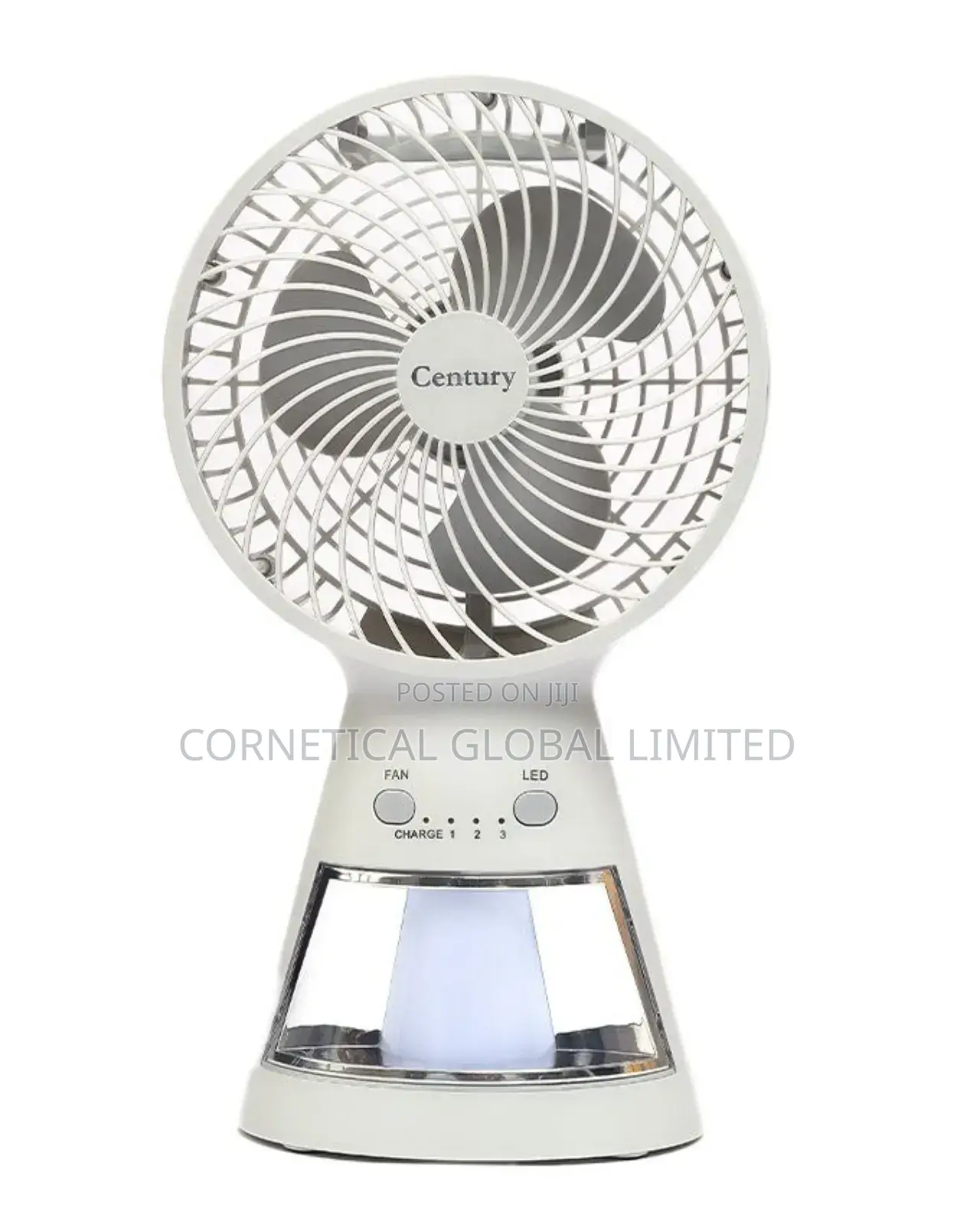 Century 8" Rechargeable Table/Desk Fan With LED Light