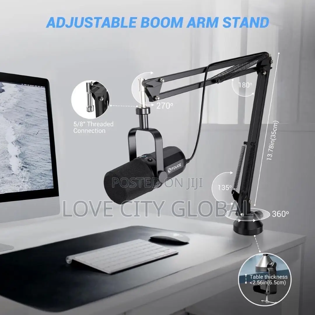 FDUCE SL40+ XLR/USB Wired Podcast Microphone Kit Arm Stand