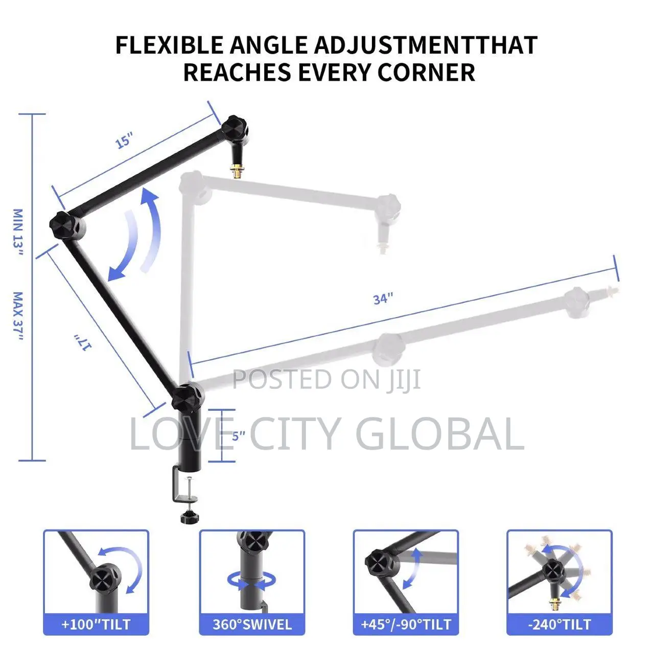 Quality Mic Arm, Adjustable Microphone Boom Stand Desk Mount