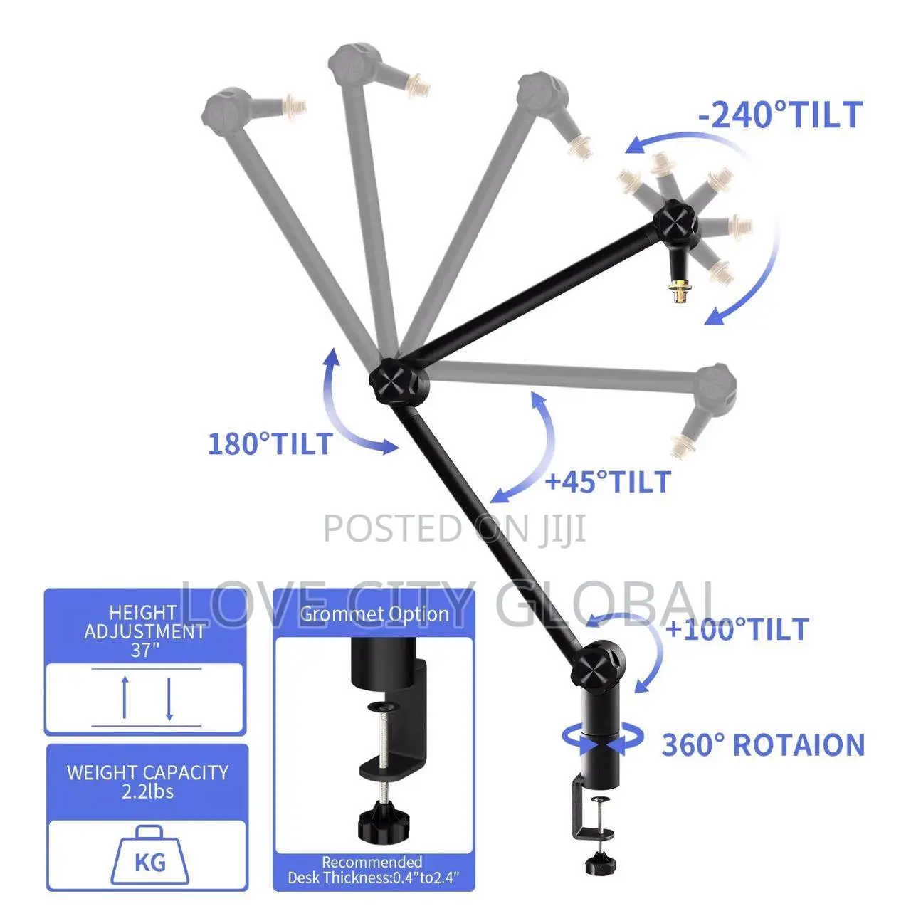 Quality Mic Arm, Adjustable Microphone Boom Stand Desk Mount