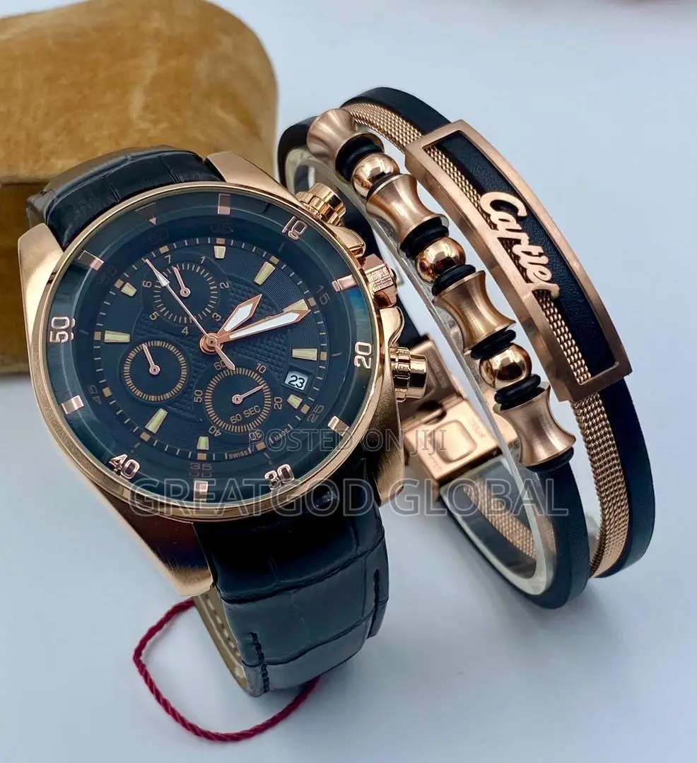 Cartier Watch and Leather Bracelet