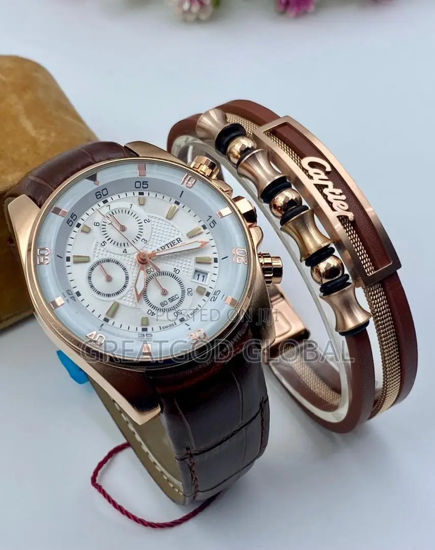 Cartier Watch and Leather Bracelet