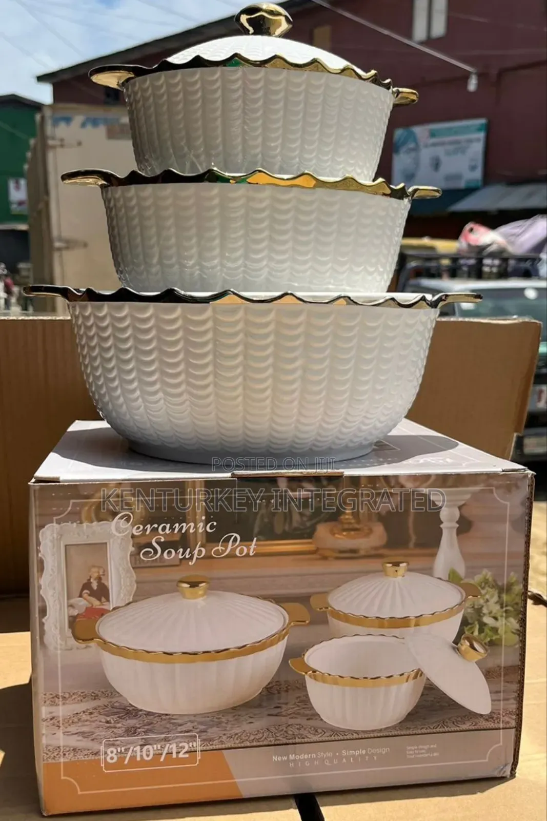3 Pieces Ceramic Soup Pots