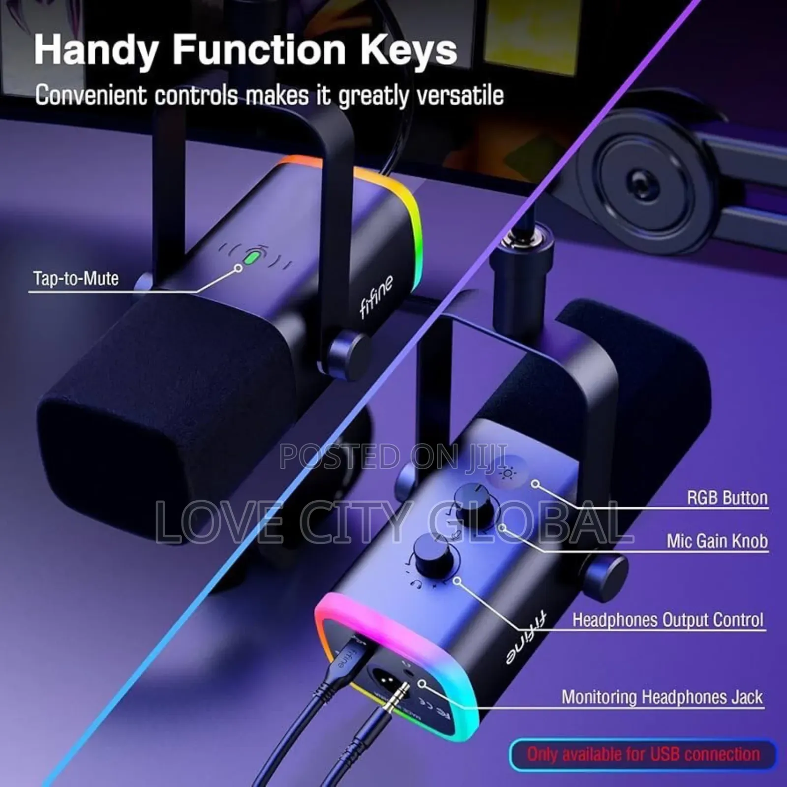 FIFINE XLR/USB Wired Podcast Microphone Live Stream & Stand
