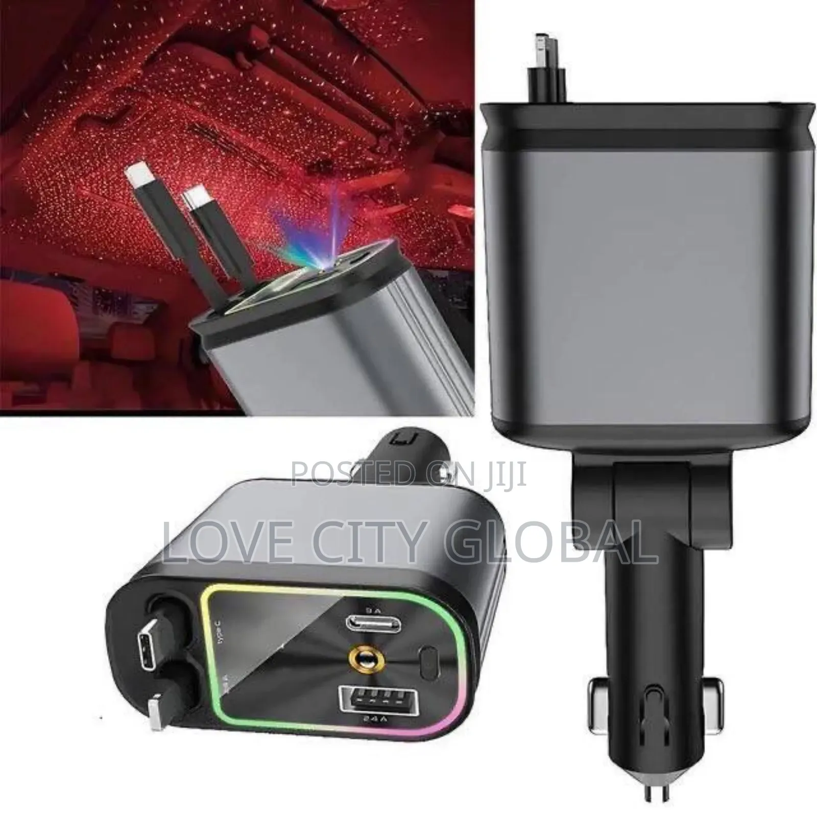 66W Fast Charging Car Charger Adapter 4in1 Sky Top Light