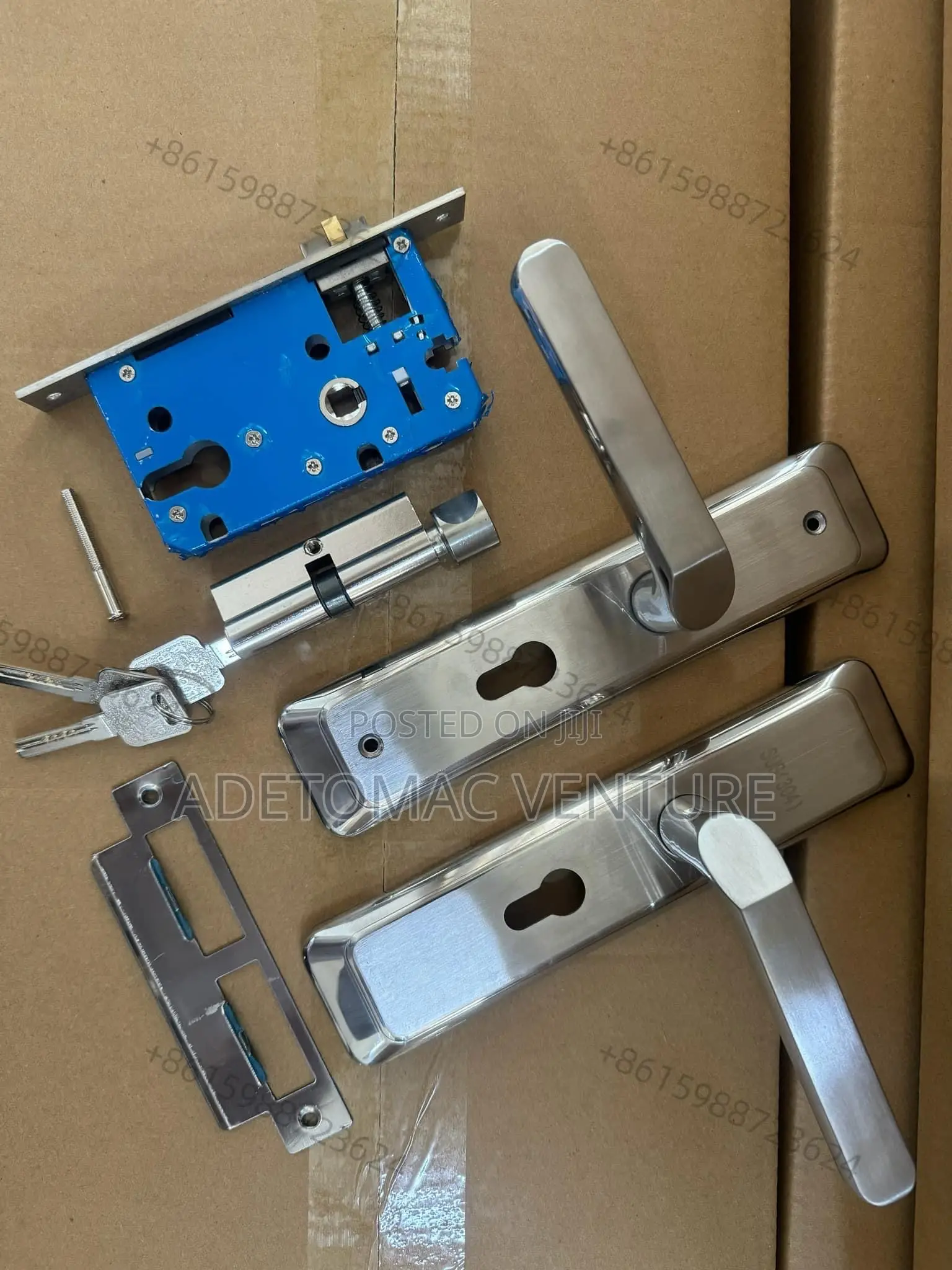 Original Europe Black and Silver Lock Set and Handles