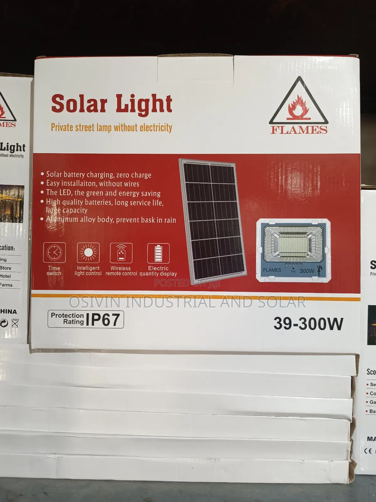 Flames 300w Solar Floodlight With Solar Panel