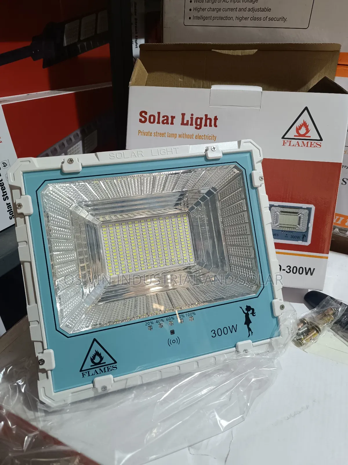 Flames 300w Solar Floodlight With Solar Panel