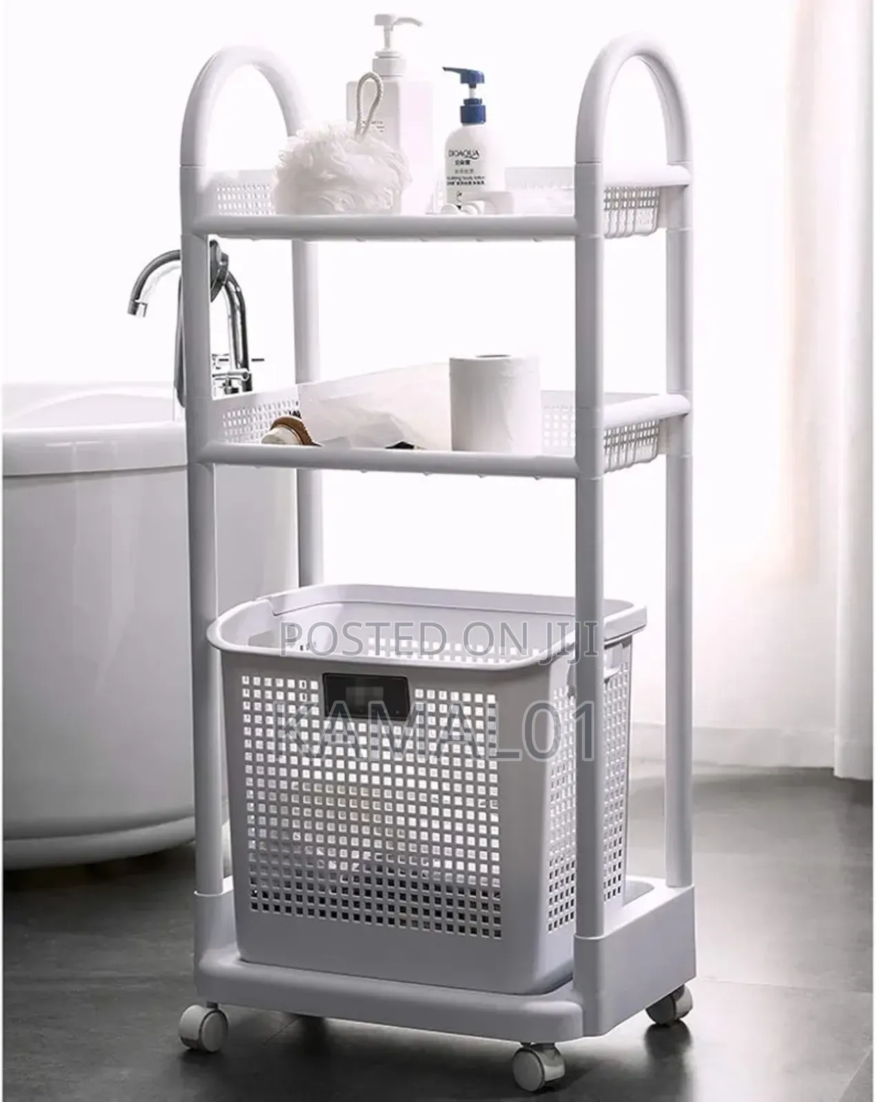 3-Tier Laundry Rolling Hamper Basket Butler Car