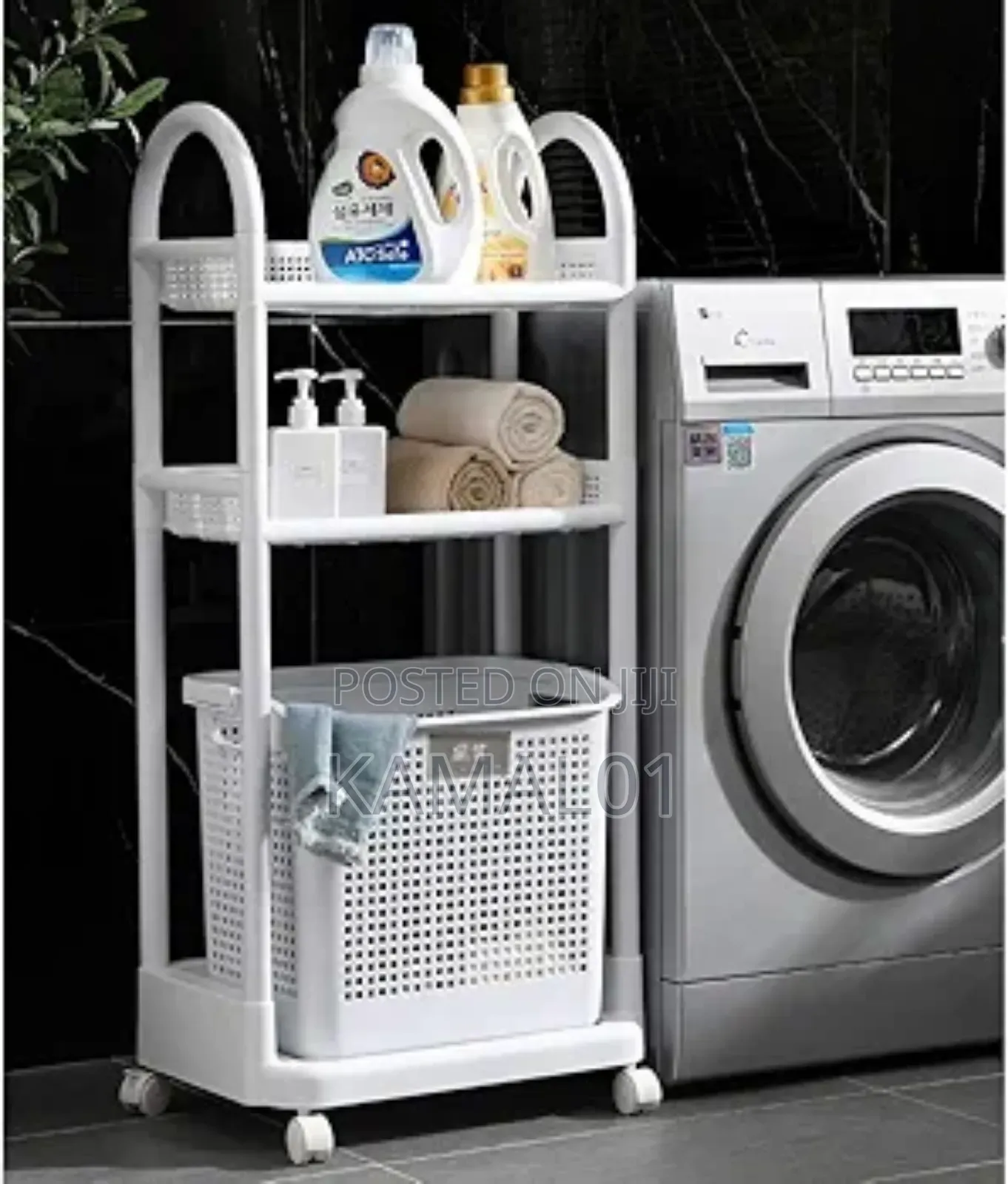 3-Tier Laundry Rolling Hamper Basket Butler Car