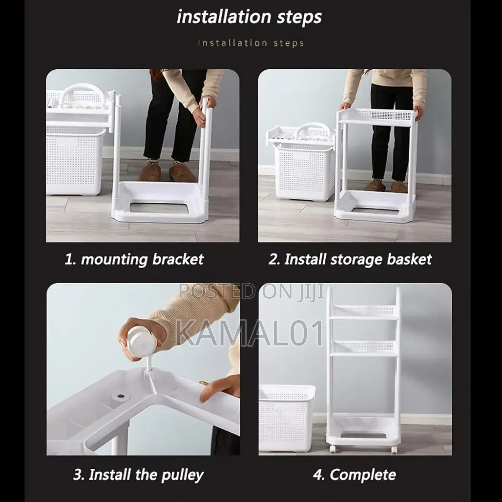 3-Tier Laundry Rolling Hamper Basket Butler Car