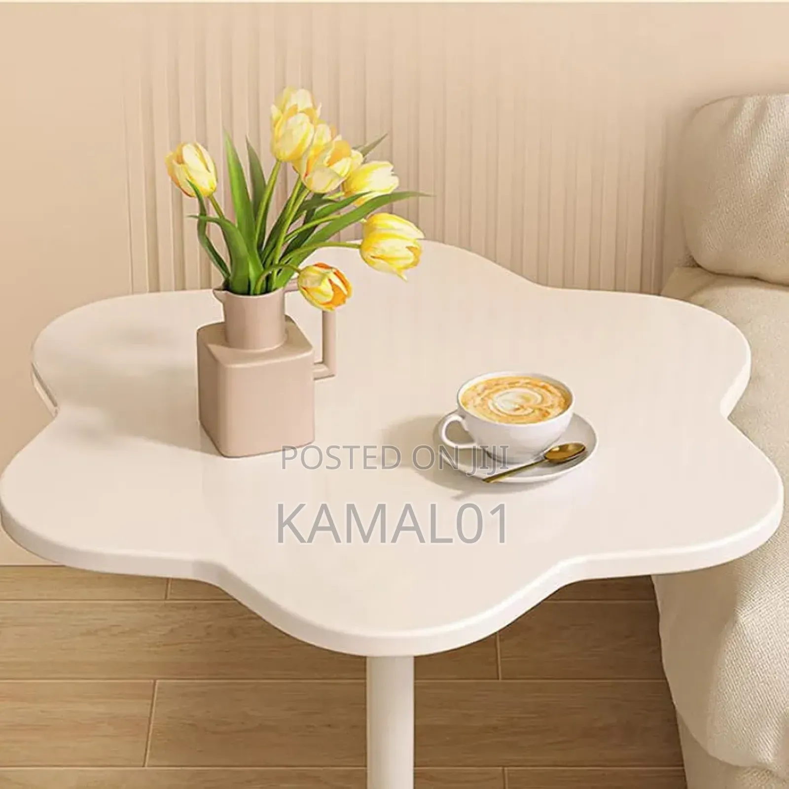 Modern Wood End Table Flower Shape Side Table