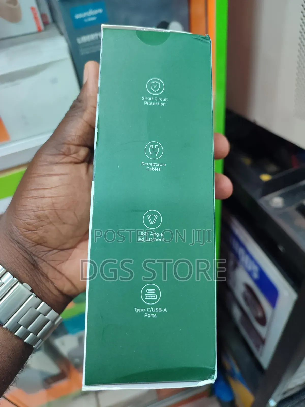 Green Lion 4in1 Car Charger With Retractable Cable