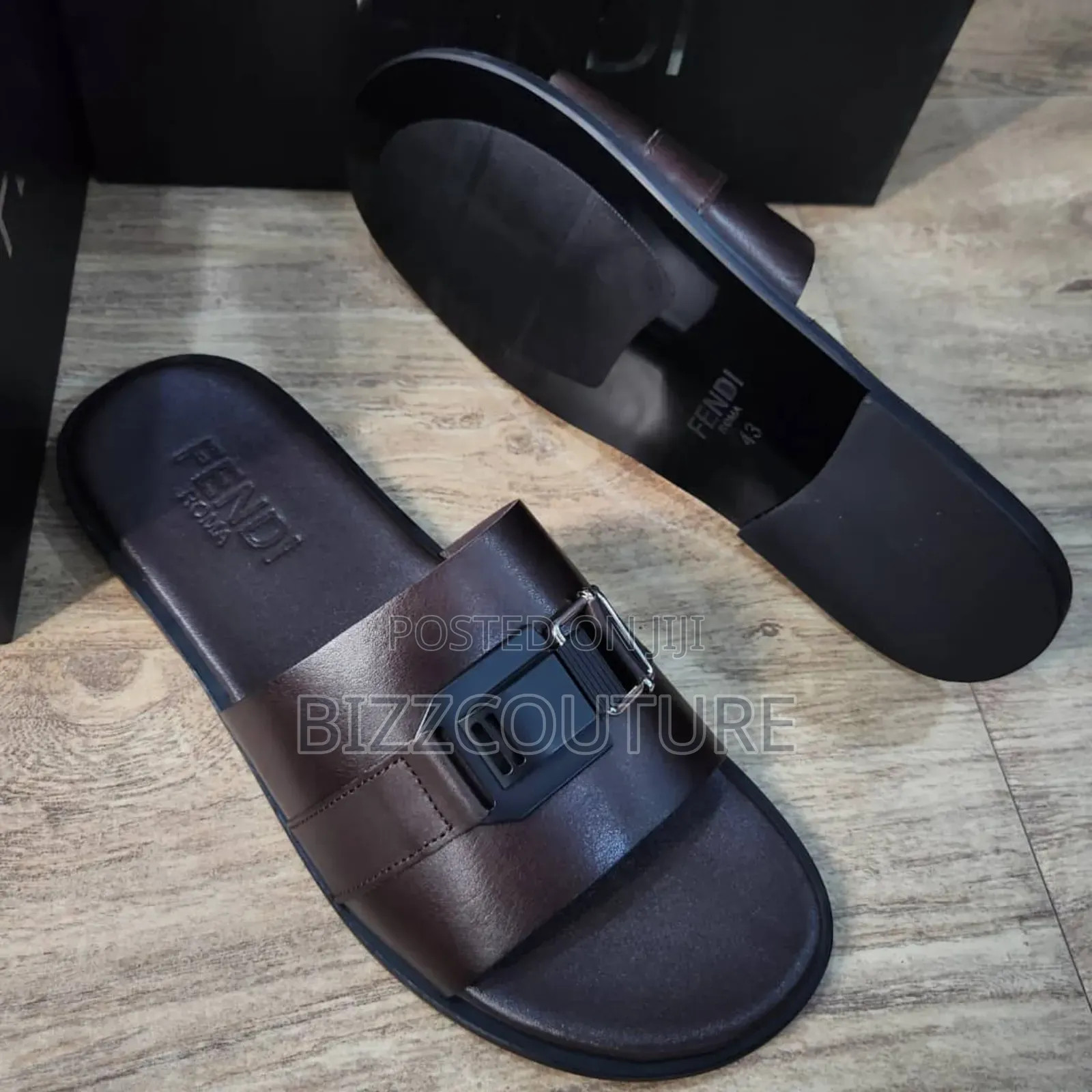 Original Fendi Leather Slippers Available in Store