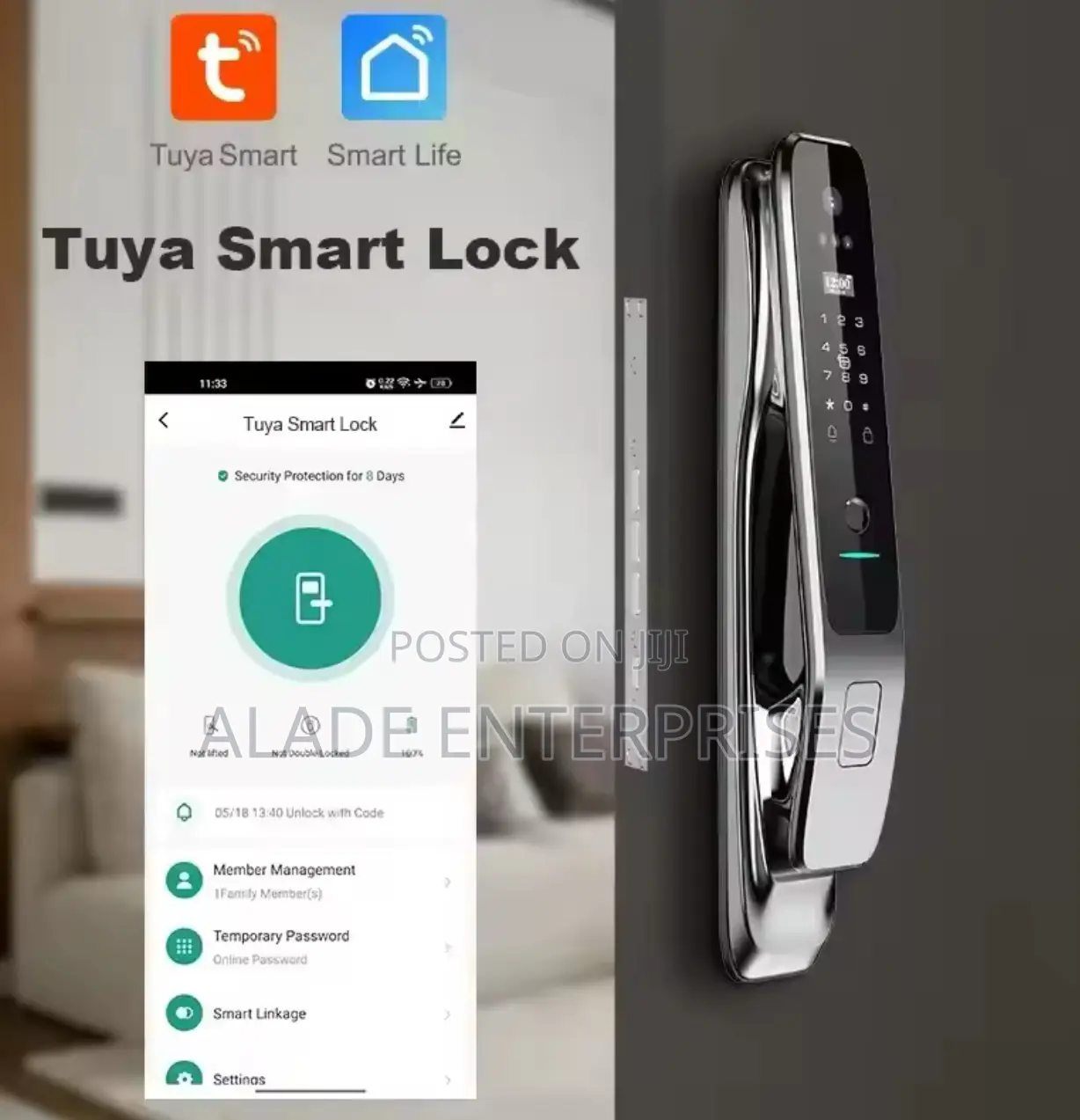 Smart Tuya Wifi Door Lock 3D Face Recognition Color