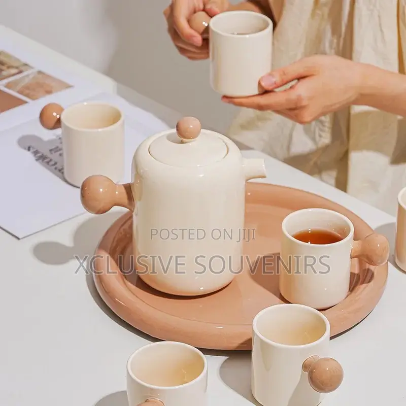 Ceramic Household Tea Pot Living Room Flower Tea Cup Set