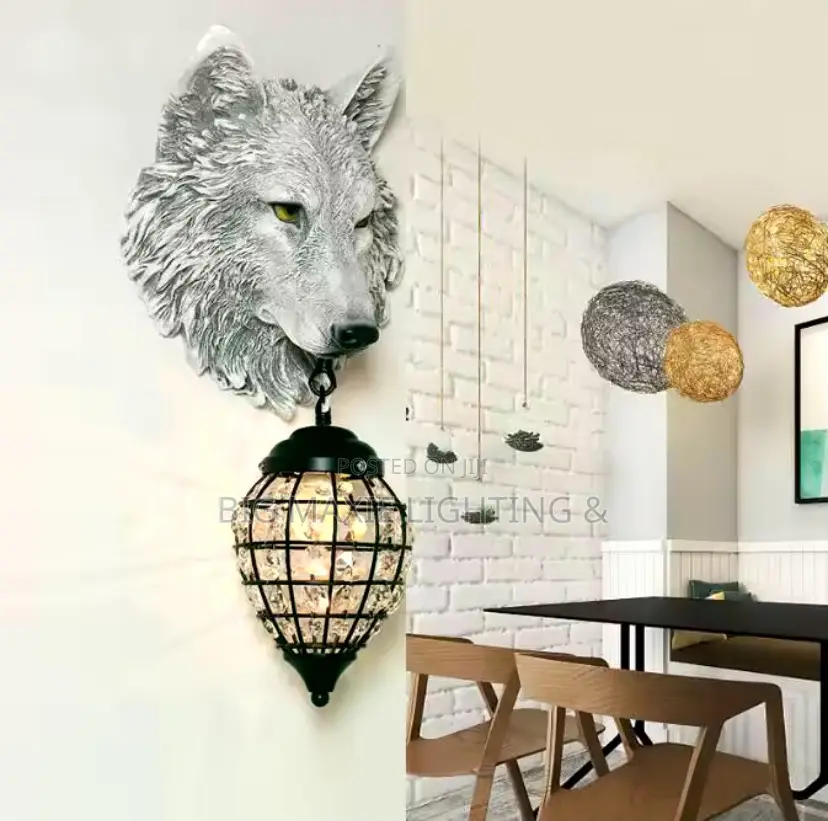 Modern Nordic Resin Wolf Wall LED Lamp for Living Room