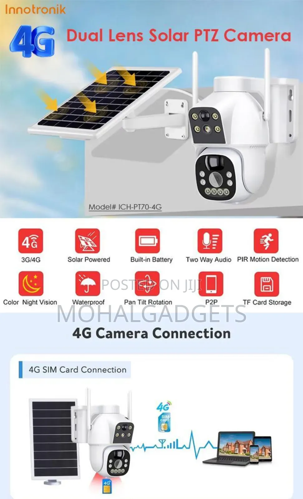 4g Dual Lens Solar PTZ Camera( Day Night Vision)