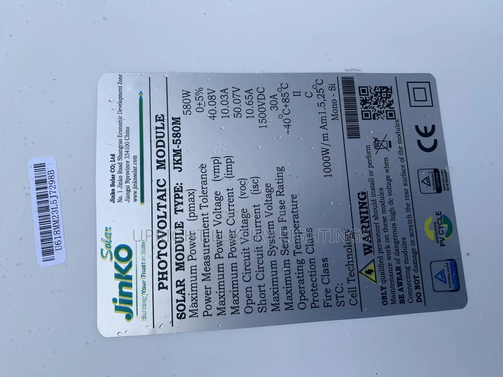 580watts Jinko Solar Panel