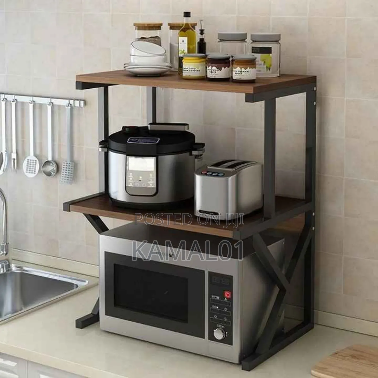 3-Tier Microwave Oven Rack With Shelf for Kitchen