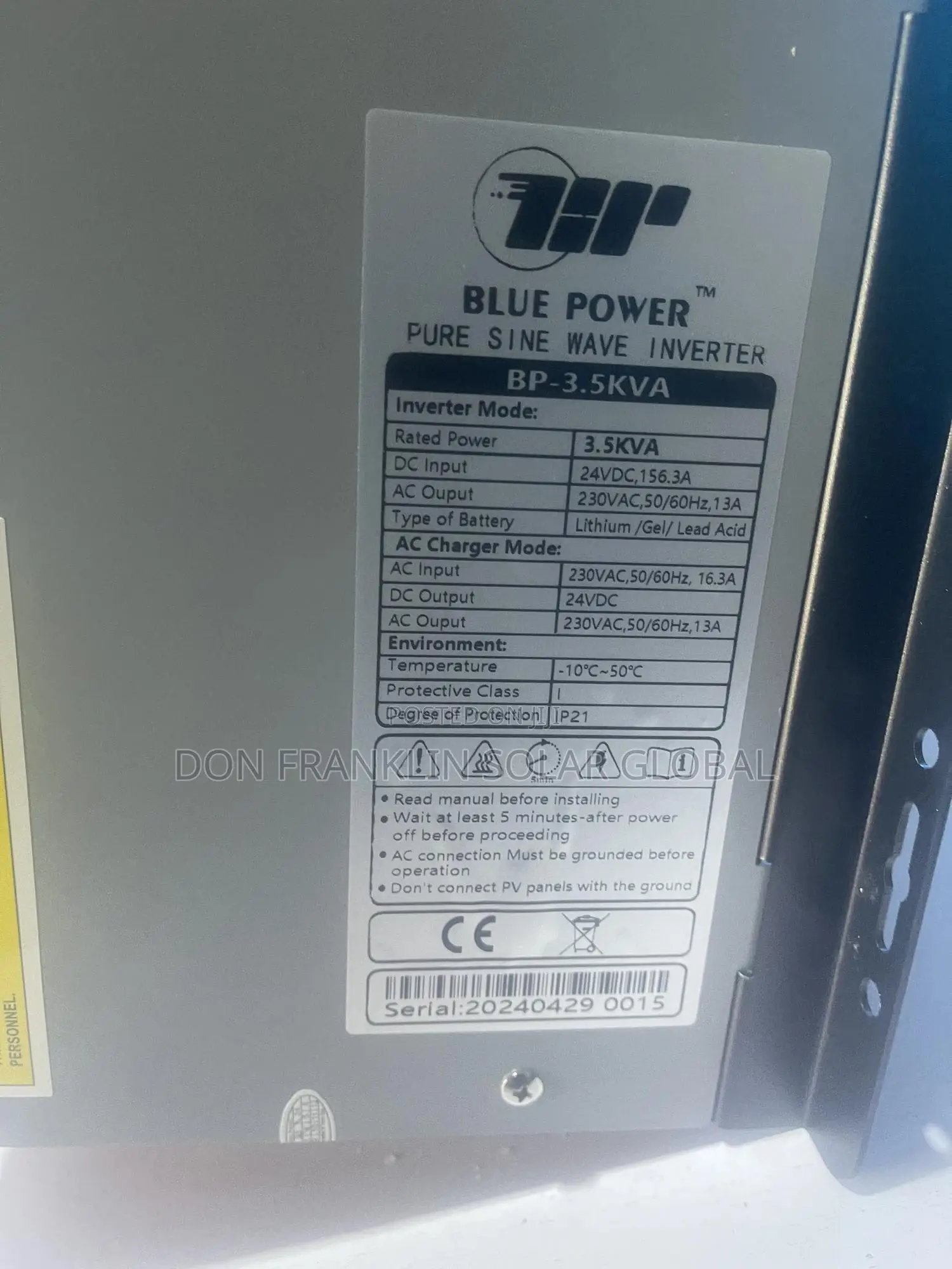 3.5kva /24v Blue Power None Hybrid Inverter