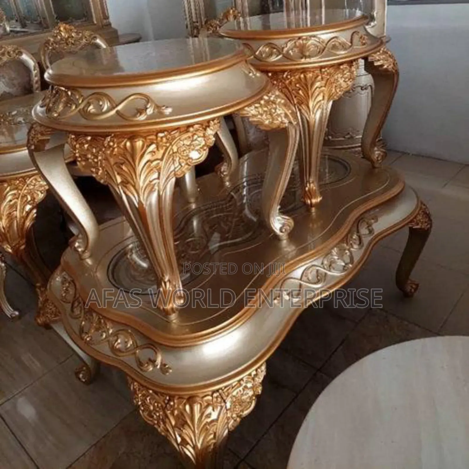 Royal Center Table With Two Side Stools for Hotel