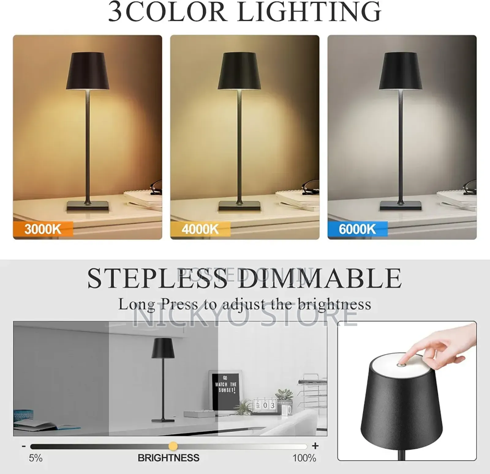 Rechargeable Cordless Table Lamp