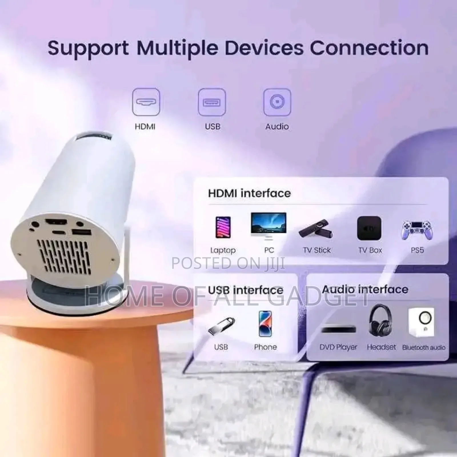 Smart Projector Mini Projector 1080P Support, Portable