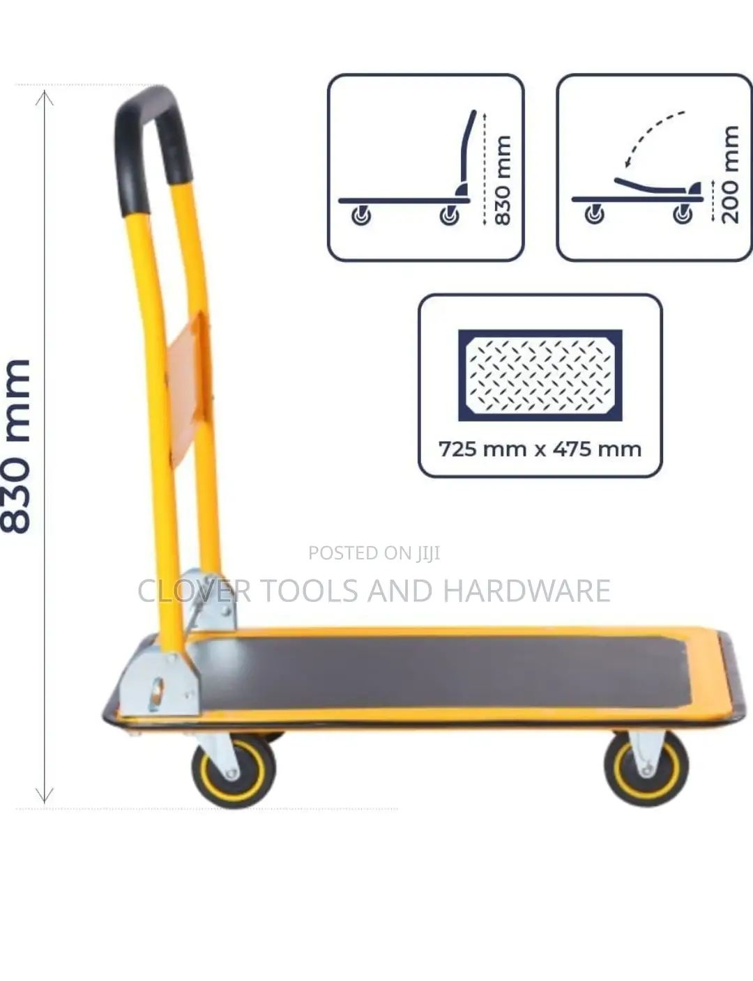 Foldable Metal Platform Trolley 150kg Durable Steel