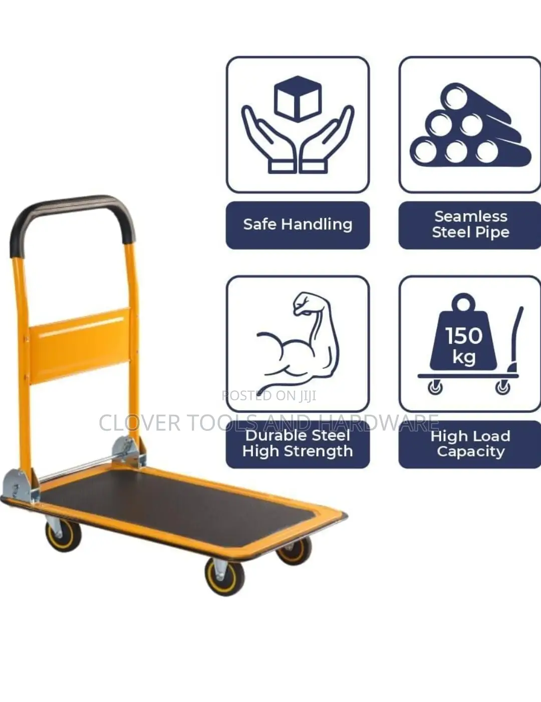 Foldable Metal Platform Trolley 150kg Durable Steel