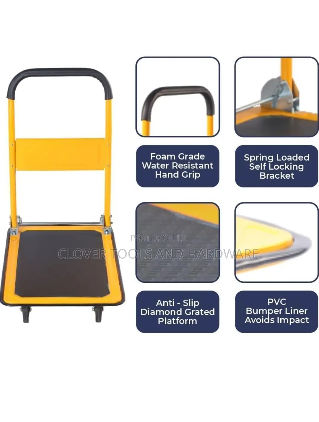 Foldable Metal Platform Trolley 150kg Durable Steel