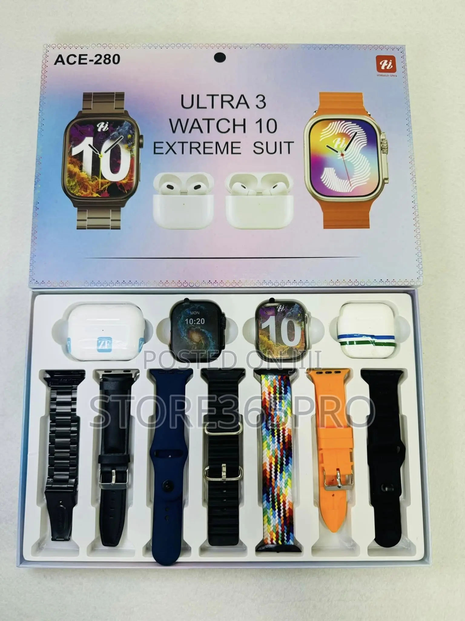 Ace 280 Smart Watch, 2 Watches, 2 Airpods, 7 Straps