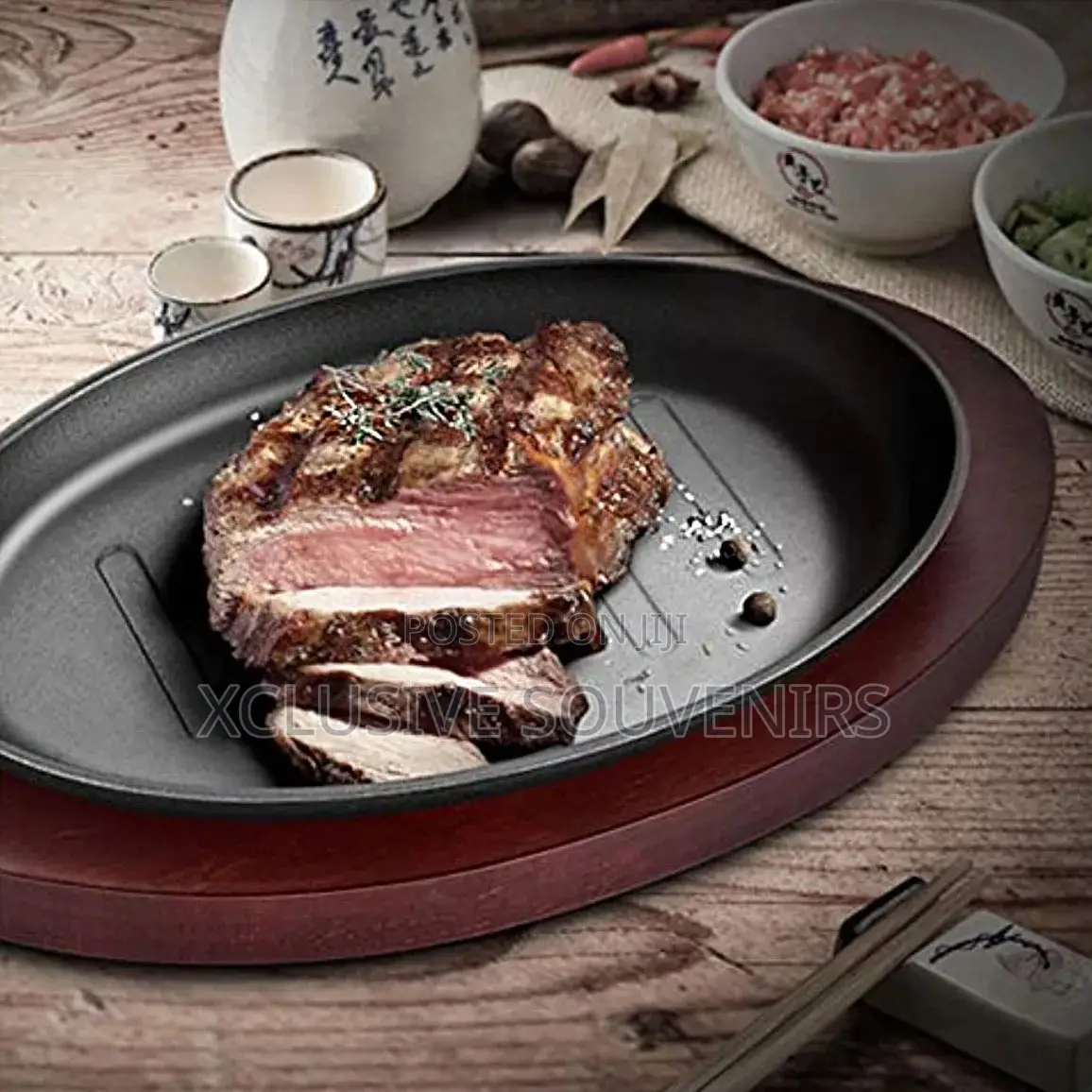 Cast Iron Cooking Cookware Sizzling Japanese Steak Plate