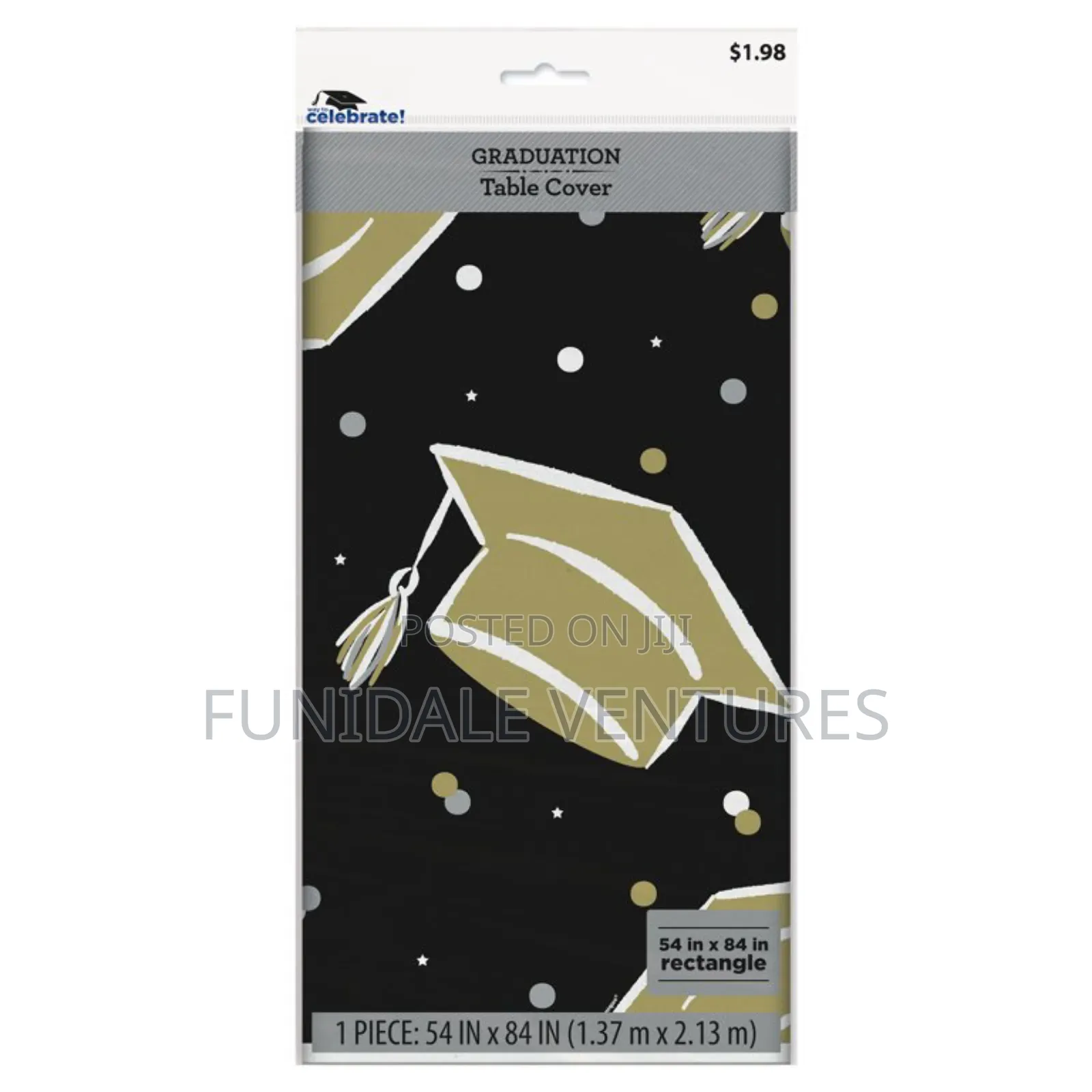 Black and Gold Graduation Plastic Table Cover