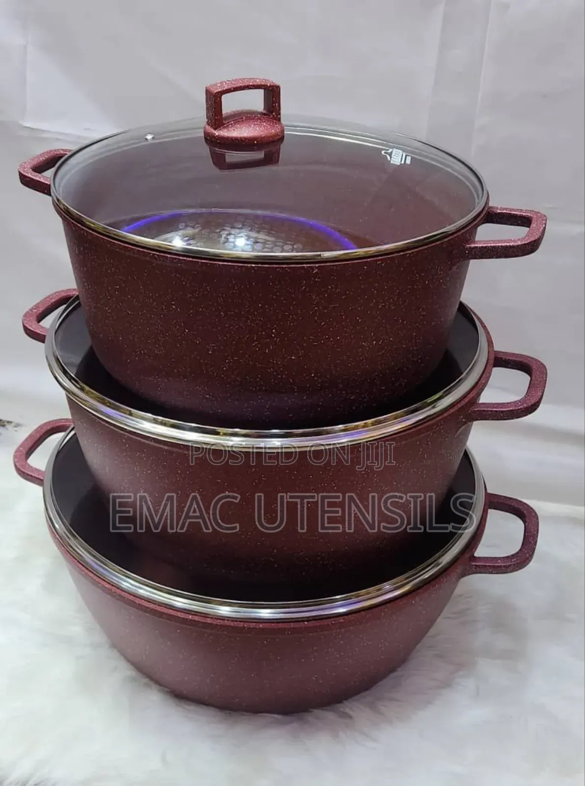 UAKEEN Quality 6pcs Big Sizes Granite Pot /Induction Bottom