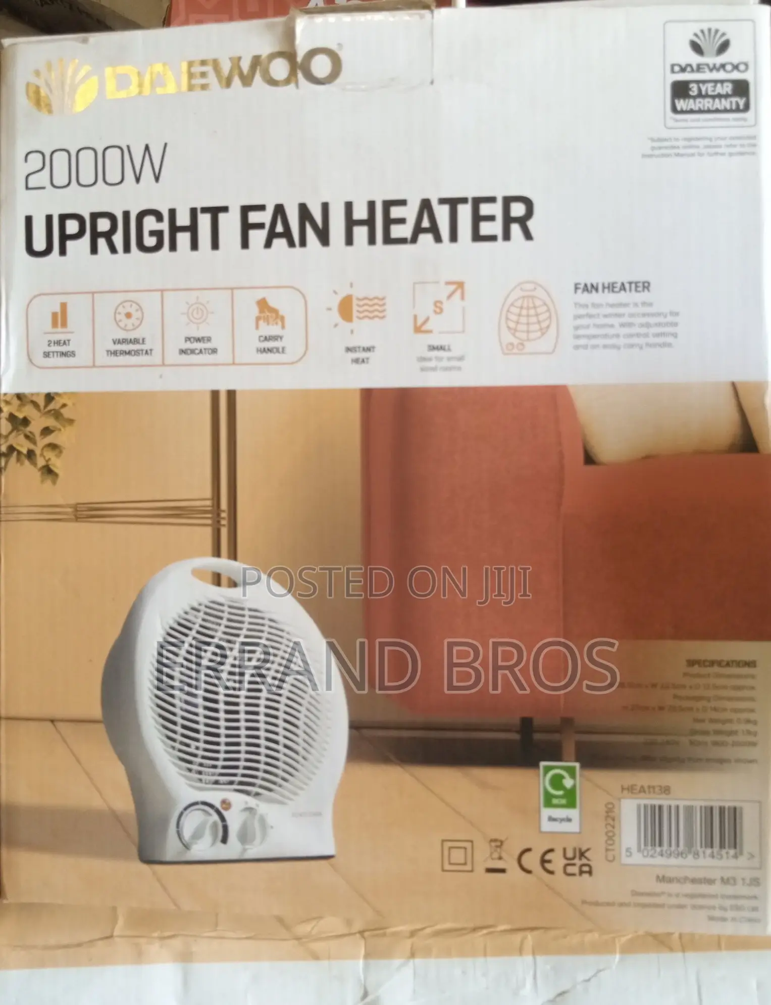 Portable Fan Heater Thermostat Control Hot Cold Setting