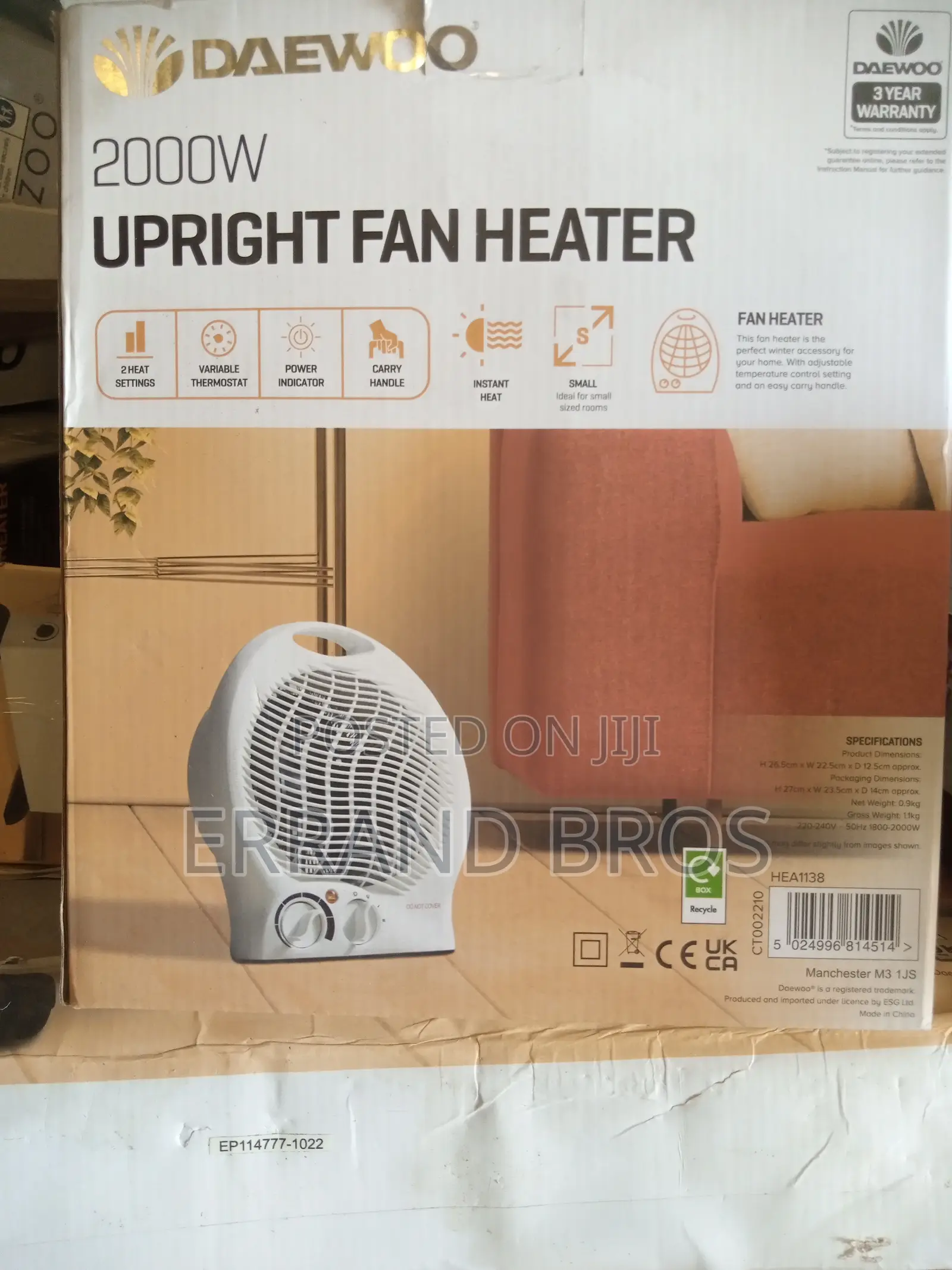 Portable Fan Heater Thermostat Control Hot Cold Setting