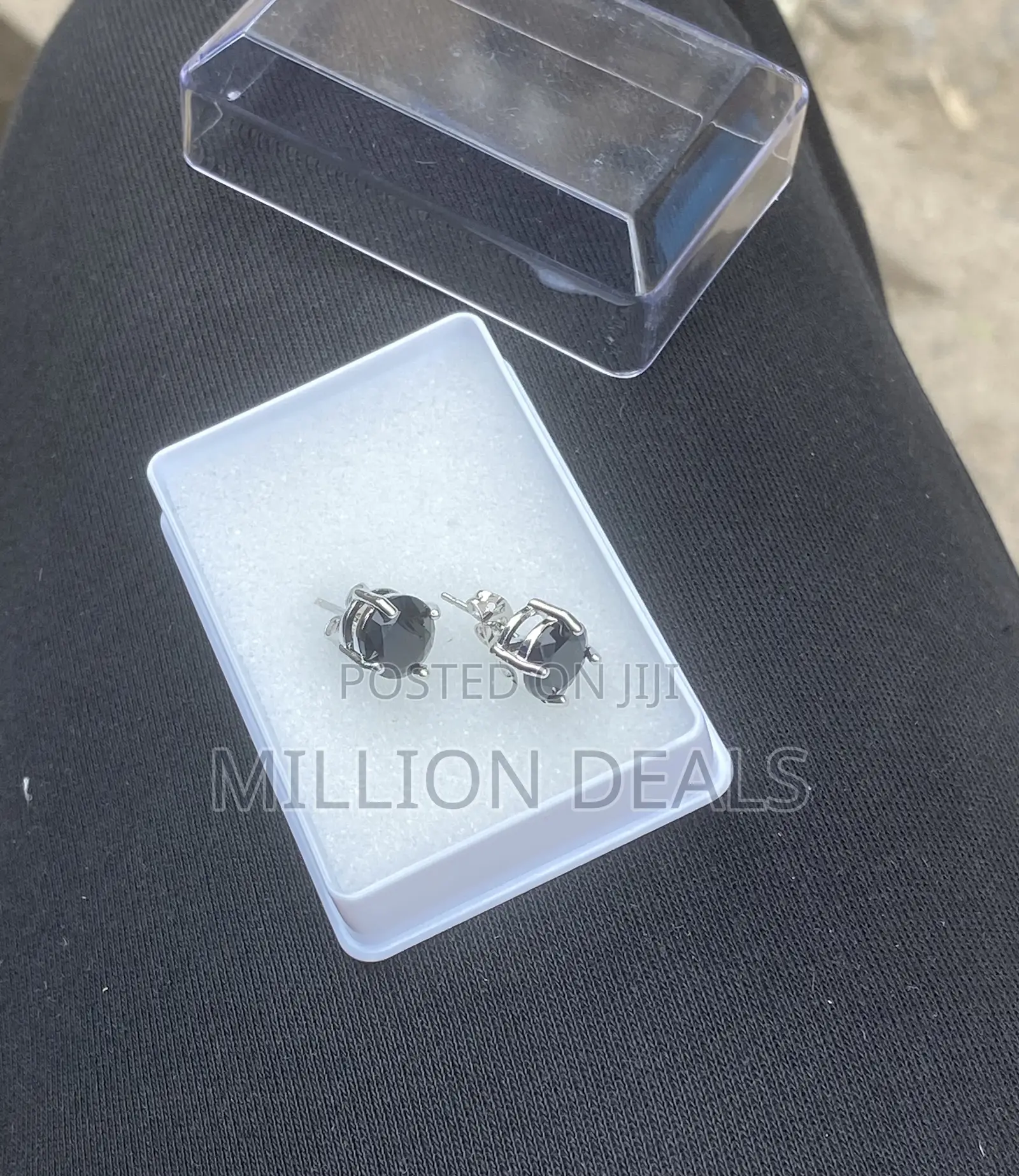 Hoop Trendy Black Silver Iced Men’S Earrings