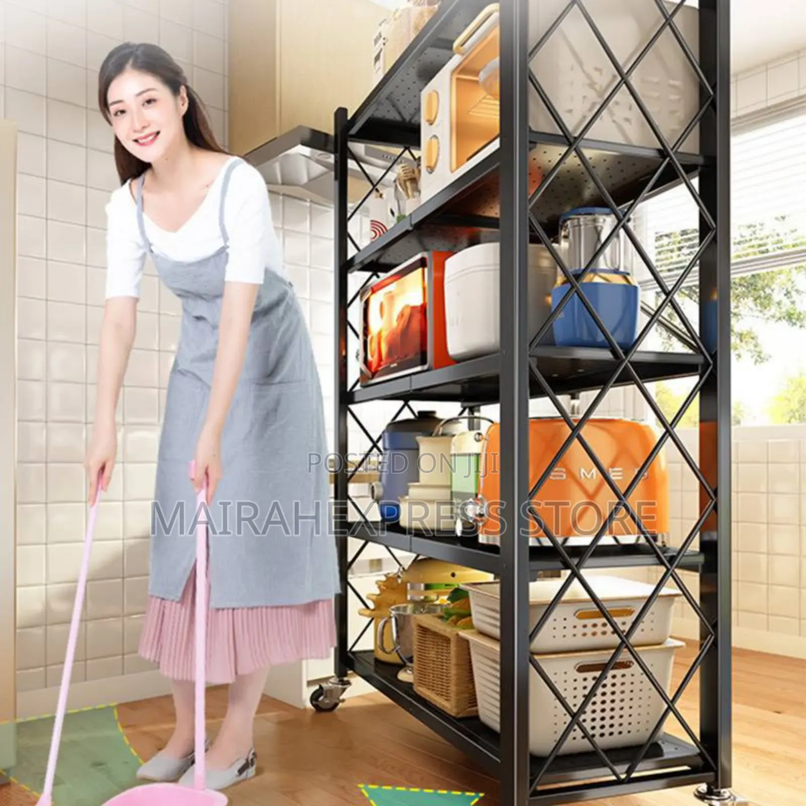 5 Tiers Heavy Duty Metal Foldable Storage Shelf 4 Kitchen