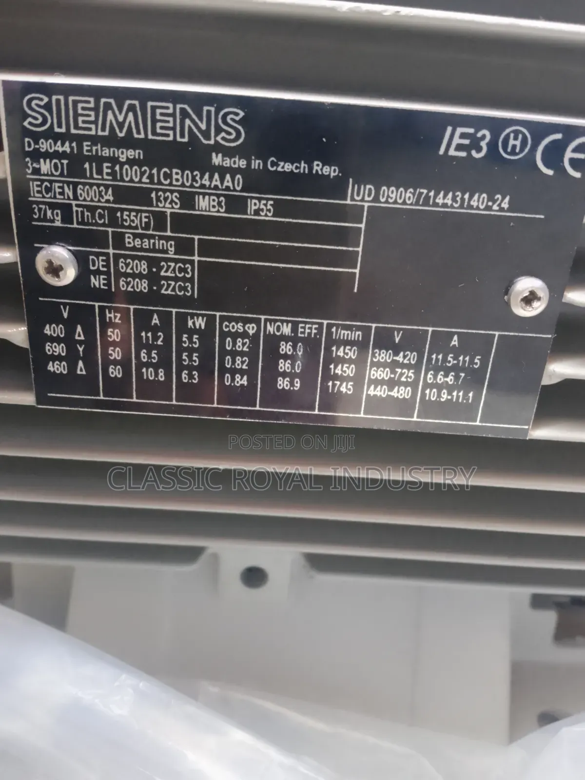 Siemens Electric Motor 5.5 Kw 1450 RPM