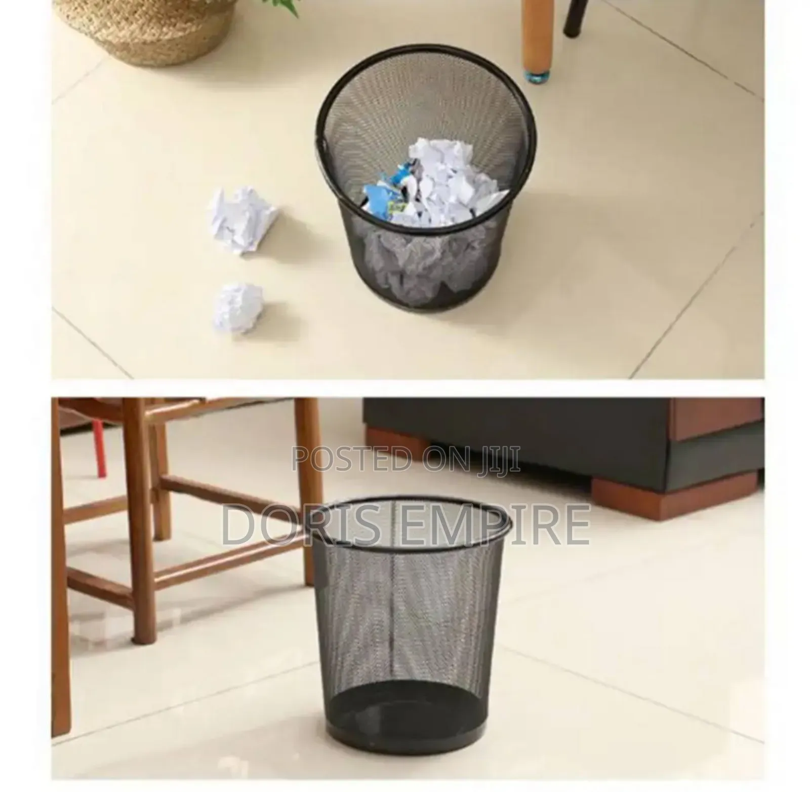 Metal Garbage Bin Office Waste Paper Basket Home Storage