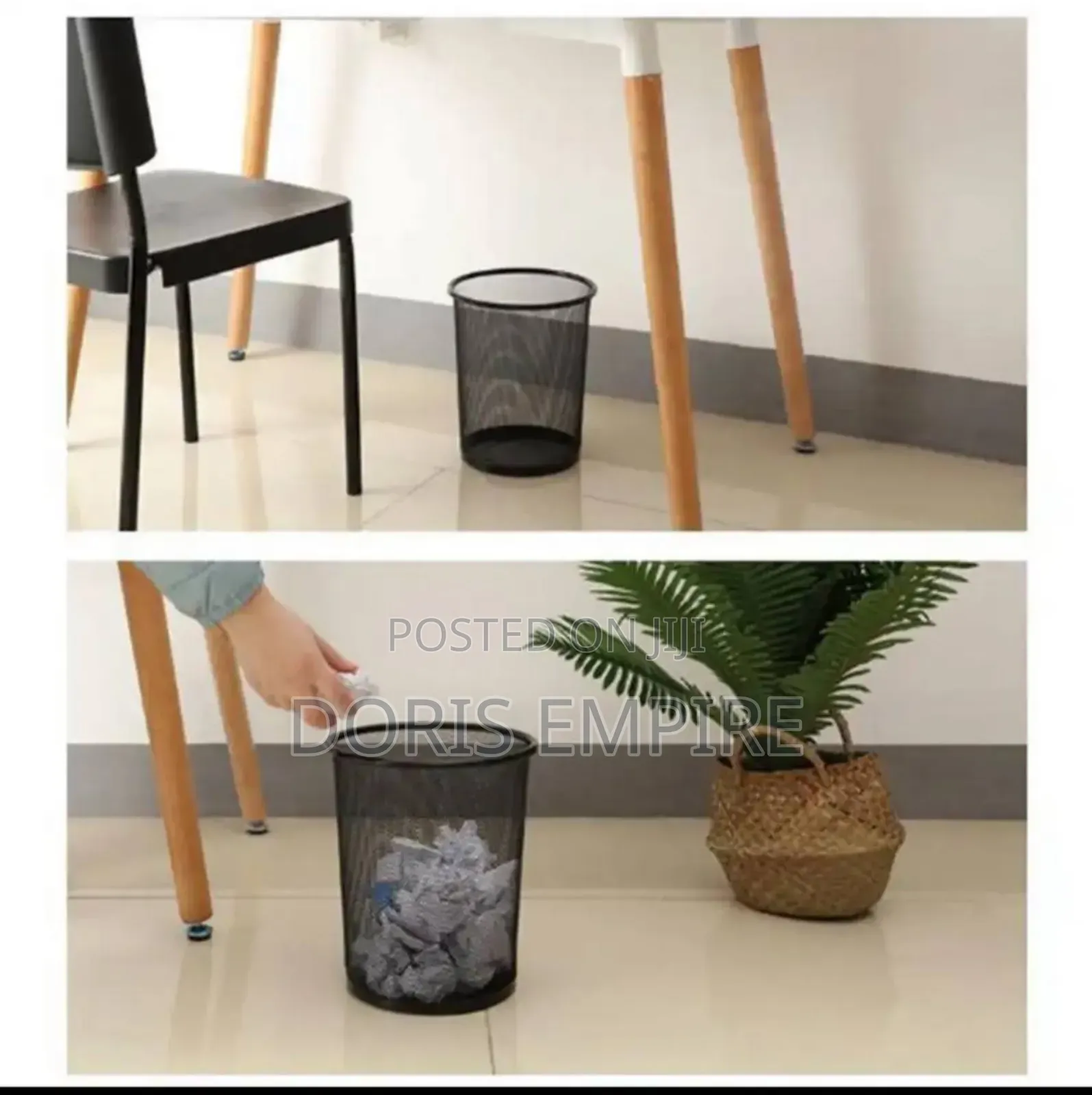 Metal Garbage Bin Office Waste Paper Basket Home Storage