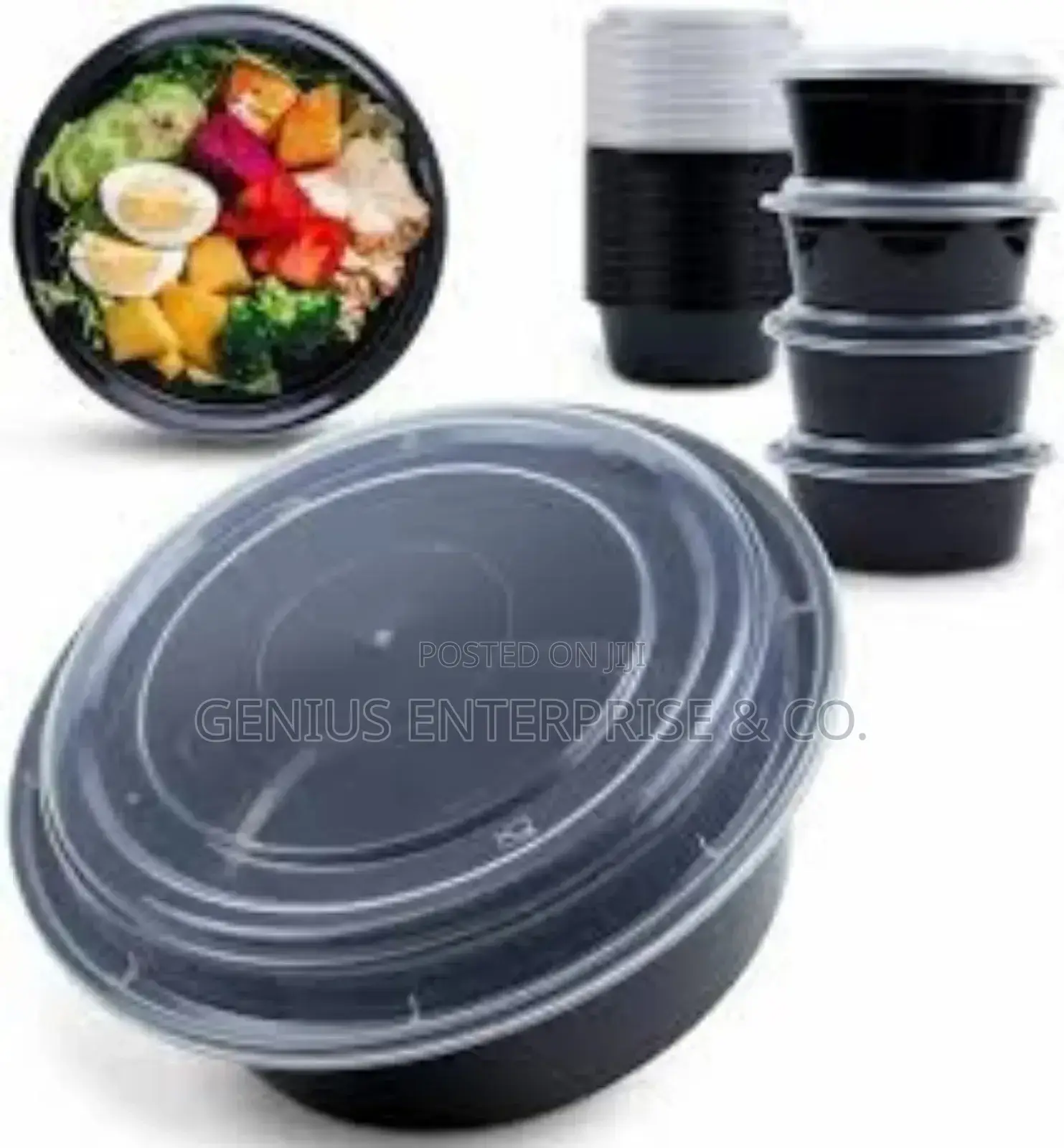 Black Round Disposable Bowl 750ml (50pcs)
