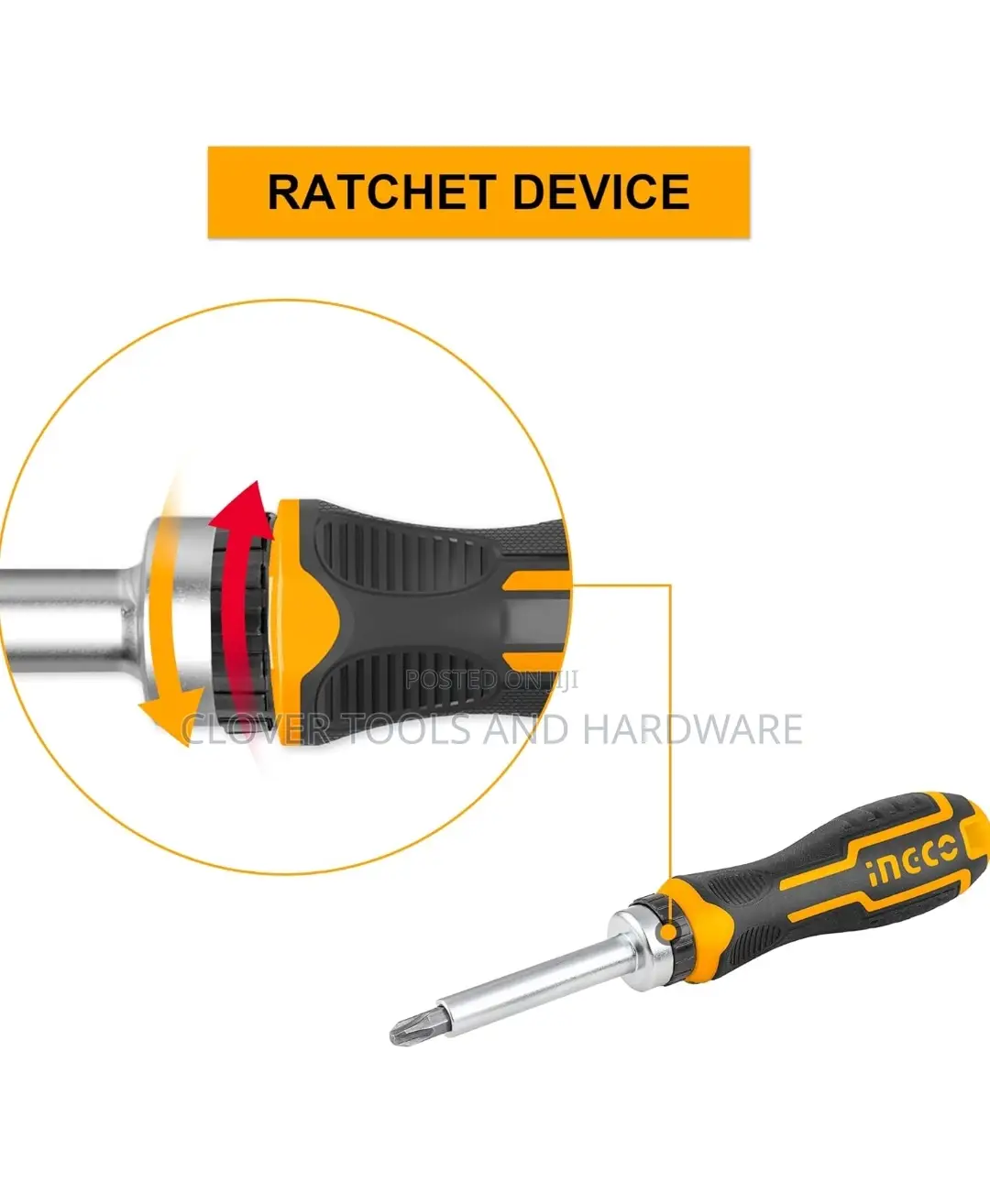 Ingco 8 PCS Ratchet Screwdriver Set AKISD0808 (1 Set)