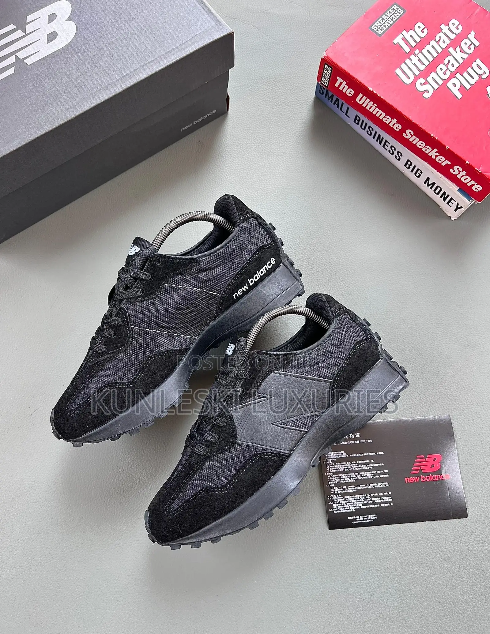 Original New Balance M327 All Black Sneakers