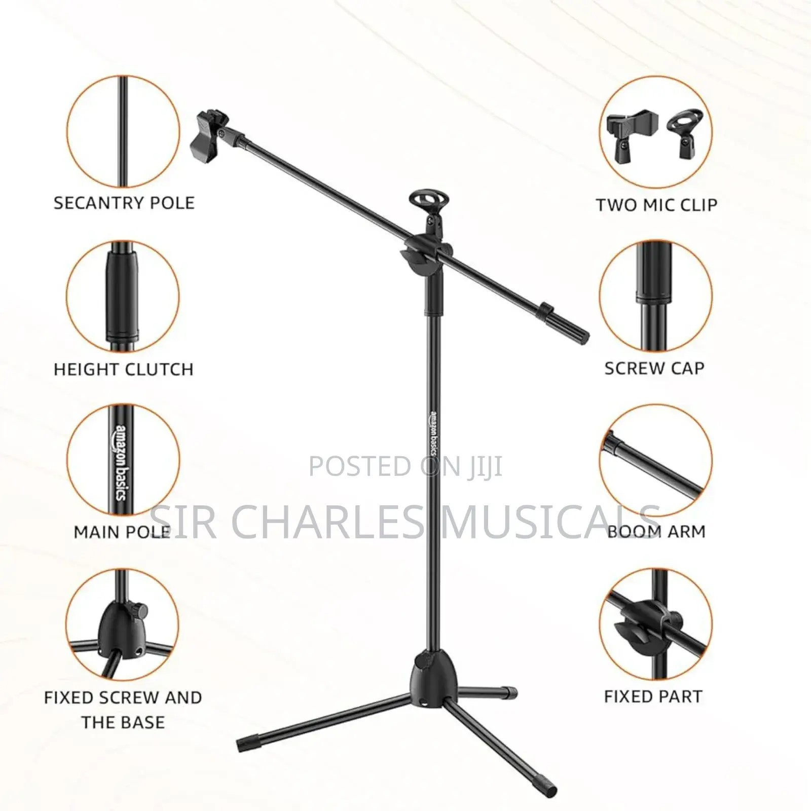 High Quality 3 Leg Boom Double Microphone Stand