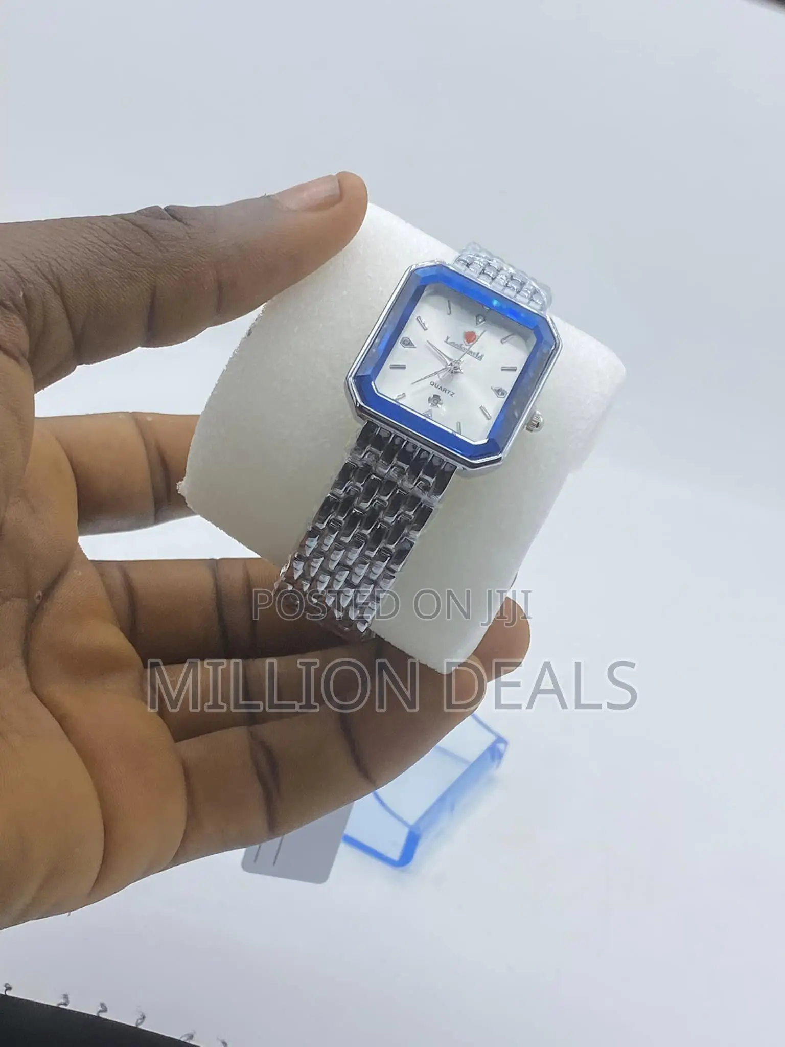 Square Unique Women's Silver Blue Wrist Watch