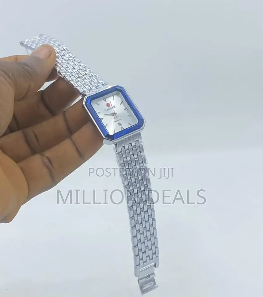 Square Unique Women's Silver Blue Wrist Watch