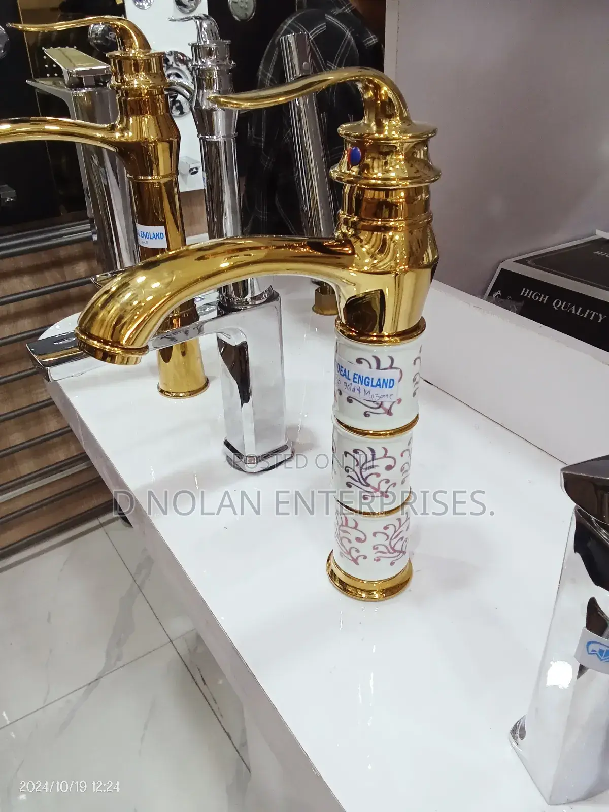 Gold Counter Top Basin With Mixer