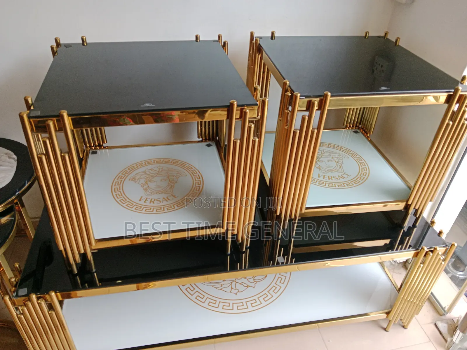 Luxury Turkey Set of Gold Center Table and Stool